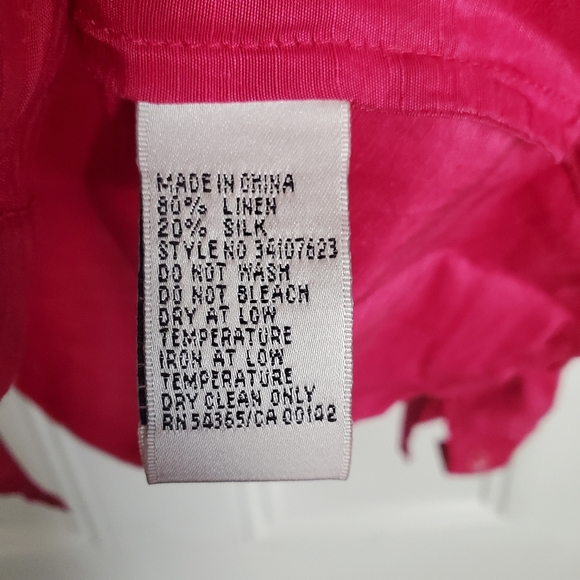 Vintage Hot Pink Silk Linen Button Down Top - Picture 6 of 6